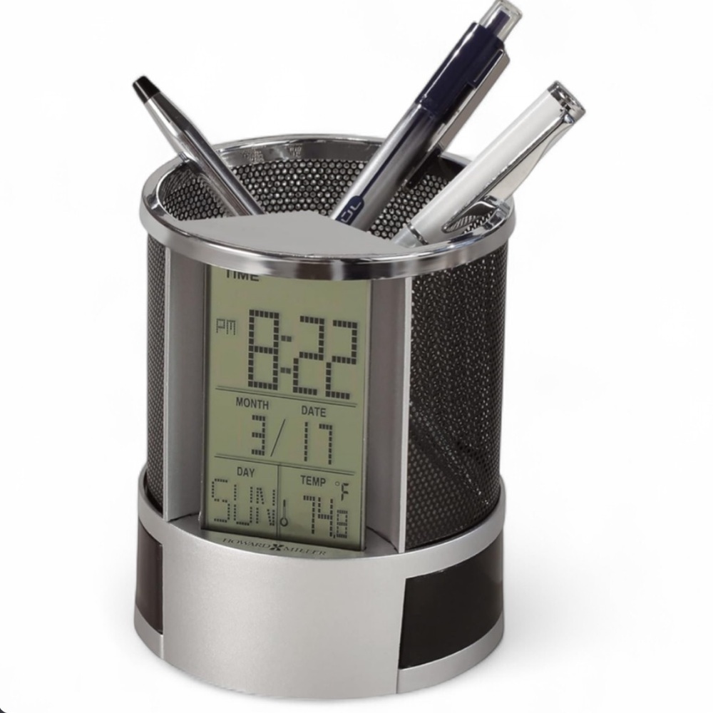 Howard Miller Digital Desk Clock Organizer Pen Holder NIB